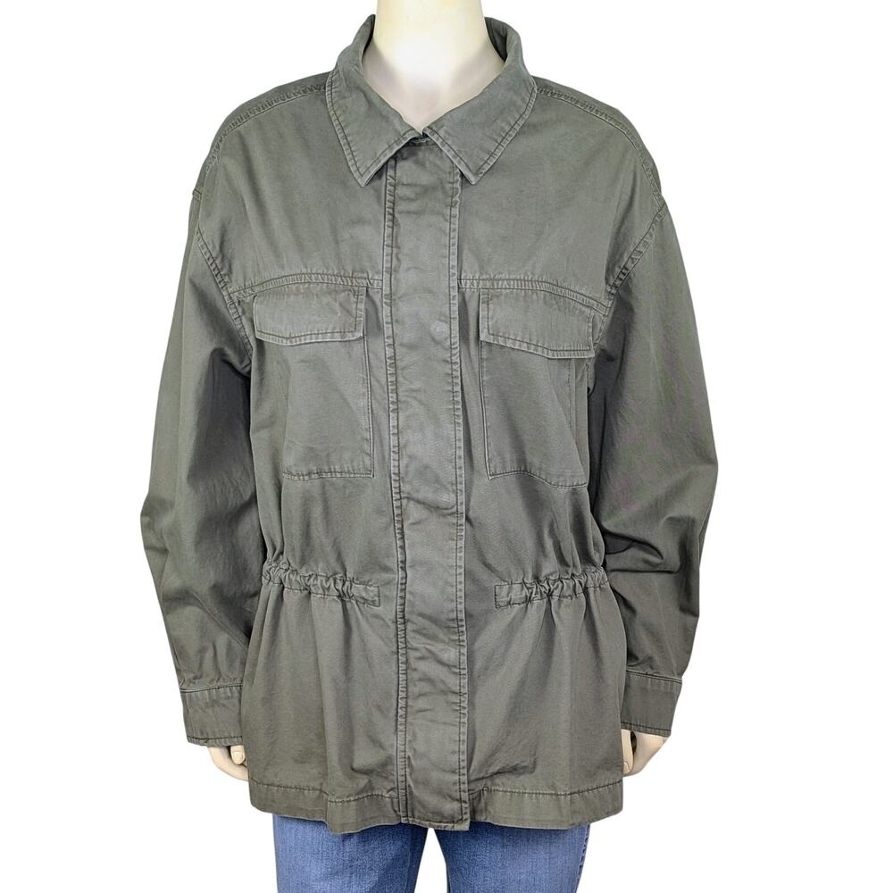 Old Navy Womens Safari Jacket L Cinched Waist Gorpcore Utility Grunge Army Green